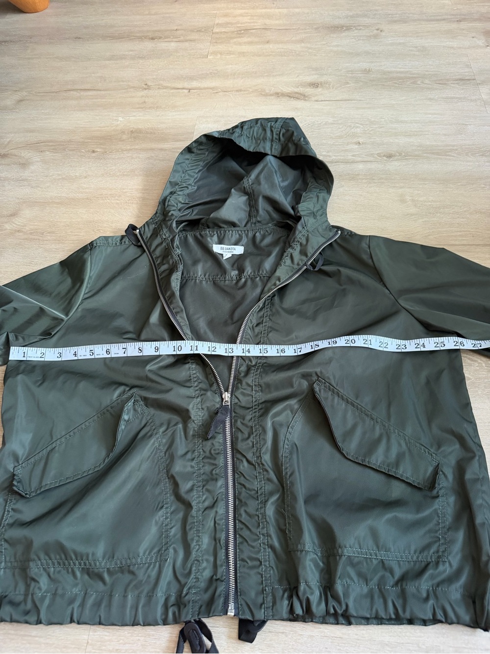 BB Dakota Steve Madden Green Hooded Lightweight Jacket SZ M - Picture 4 of 7